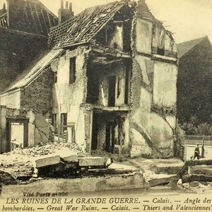 Carte postale des ruines de la Première Guerre mondiale de 1917, France, rues de Calais, Thiers et Valenciennes - Un cadeau de collection historique