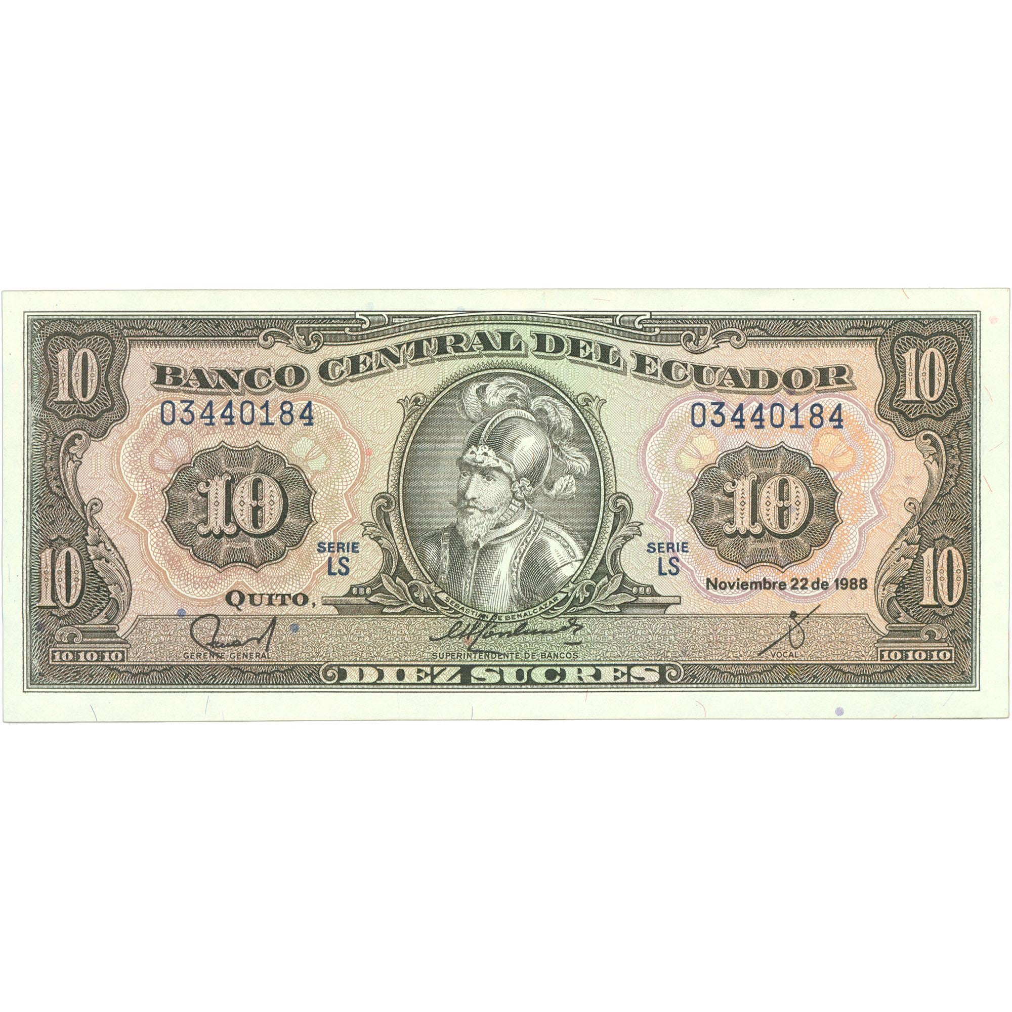 1988 Ecuador 10 Sucres Banknote (BAN504-)