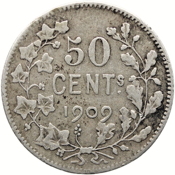 1909 50 サンチーム ベルギー レオポルド 2 世 銀貨 - Etsy 日本