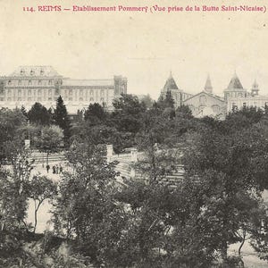 Pommery Champagne Establishment from Butte Saint-Nicaise, Reims, France Postcard