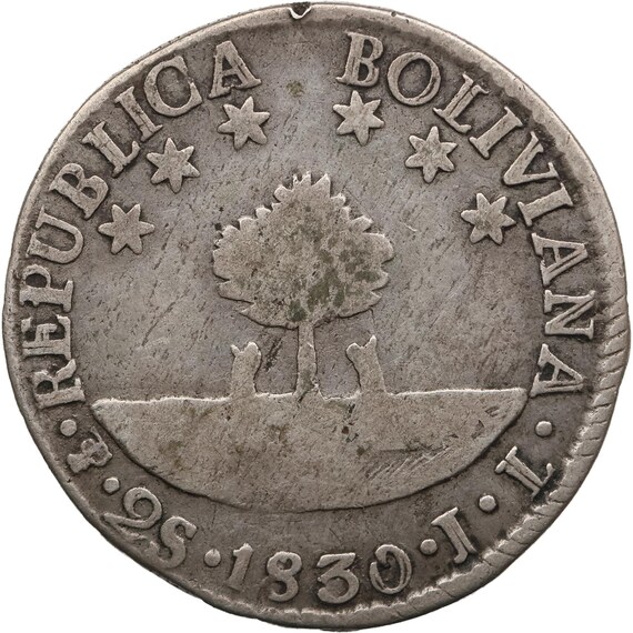 1830 JL 2 Soles Bolivia Silver Coin Simon Bolivar - Etsy