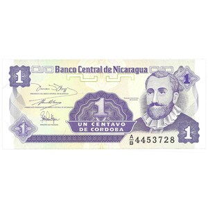 Banconota del Nicaragua del 1991 da 1 Centavo Cartamoneta da collezione