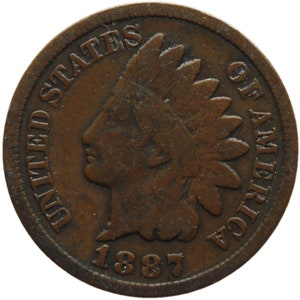 Pièce de un cent en tête d&#39;Indien des États-Unis de 1887