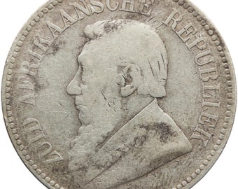 Moneda de plata ZAR Paul Kruger de Sudáfrica de dos chelines y medio de 1897