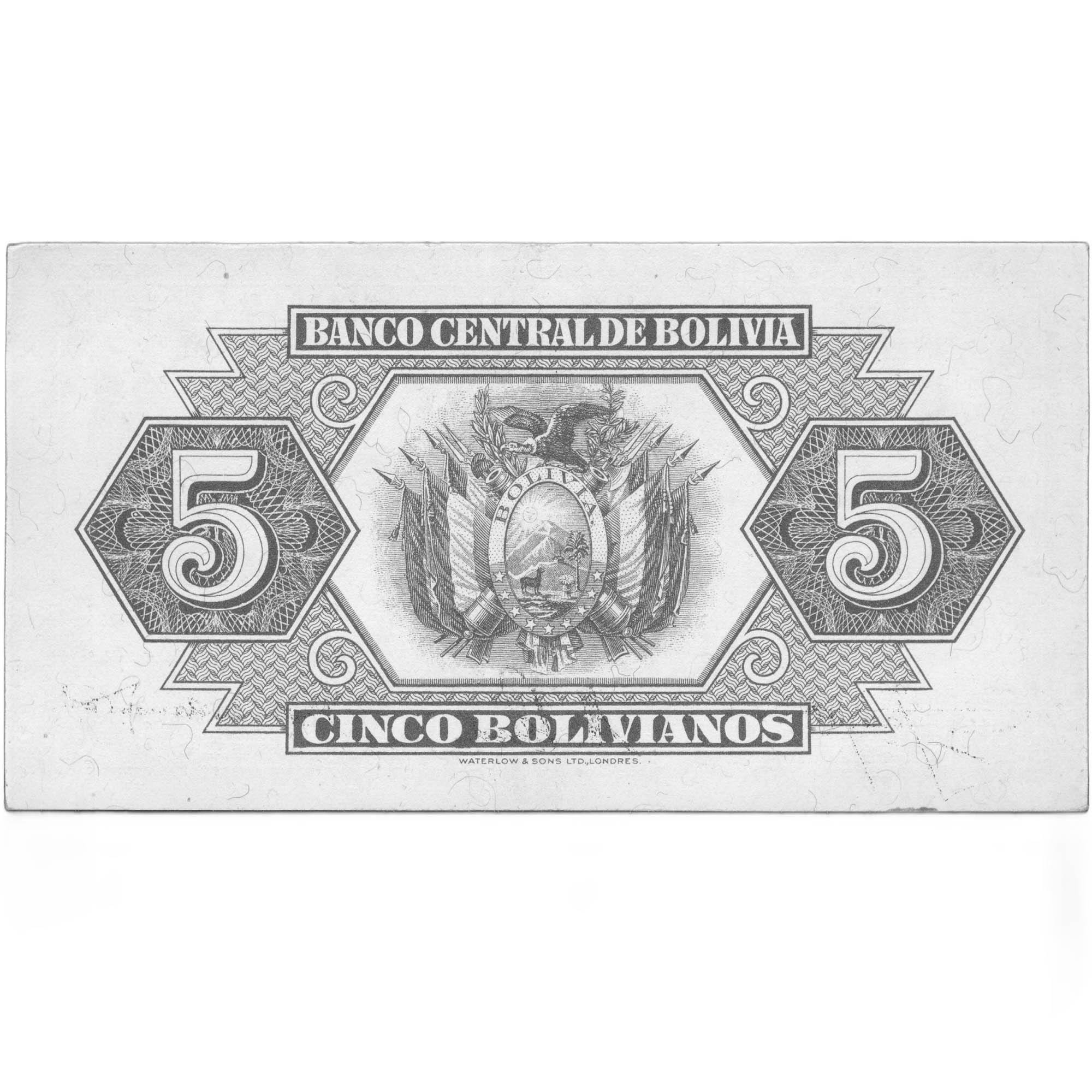 1928 Bolivia 5 Bolivianos Banknote (BAN545-)