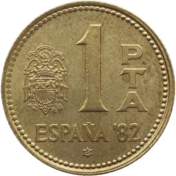 1982年 1ペセタ スペイン フアン・カルロス1世 コイン (MO4067