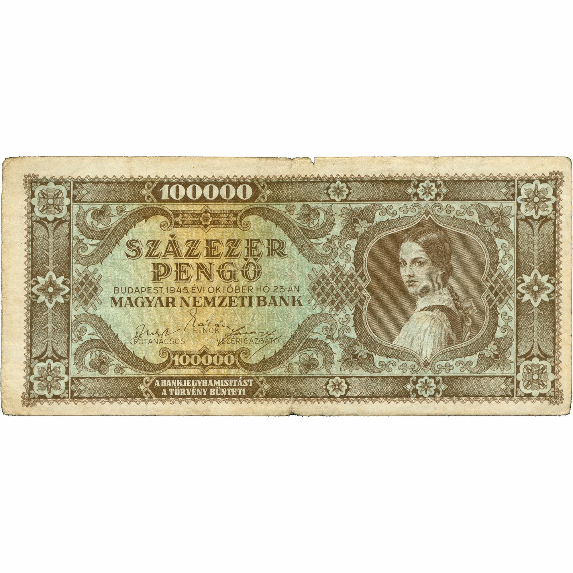 1945 Hungary 100000 Pengő Banknote (BAN462-)