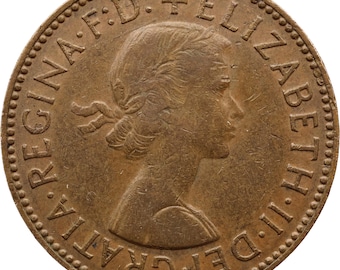 1977年 イギリス 1ペニーコイン エリザベス2世 ブロンズ ヴィンテージ