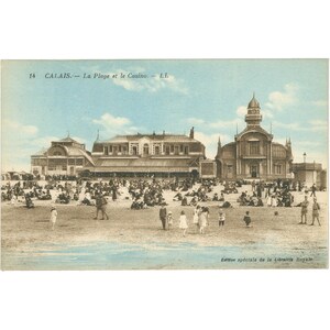 Calais, France - La Plage et le Casino Carte postale du début du 20e siècle