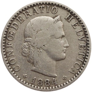 1884 20 Rappen Schweiz Münze