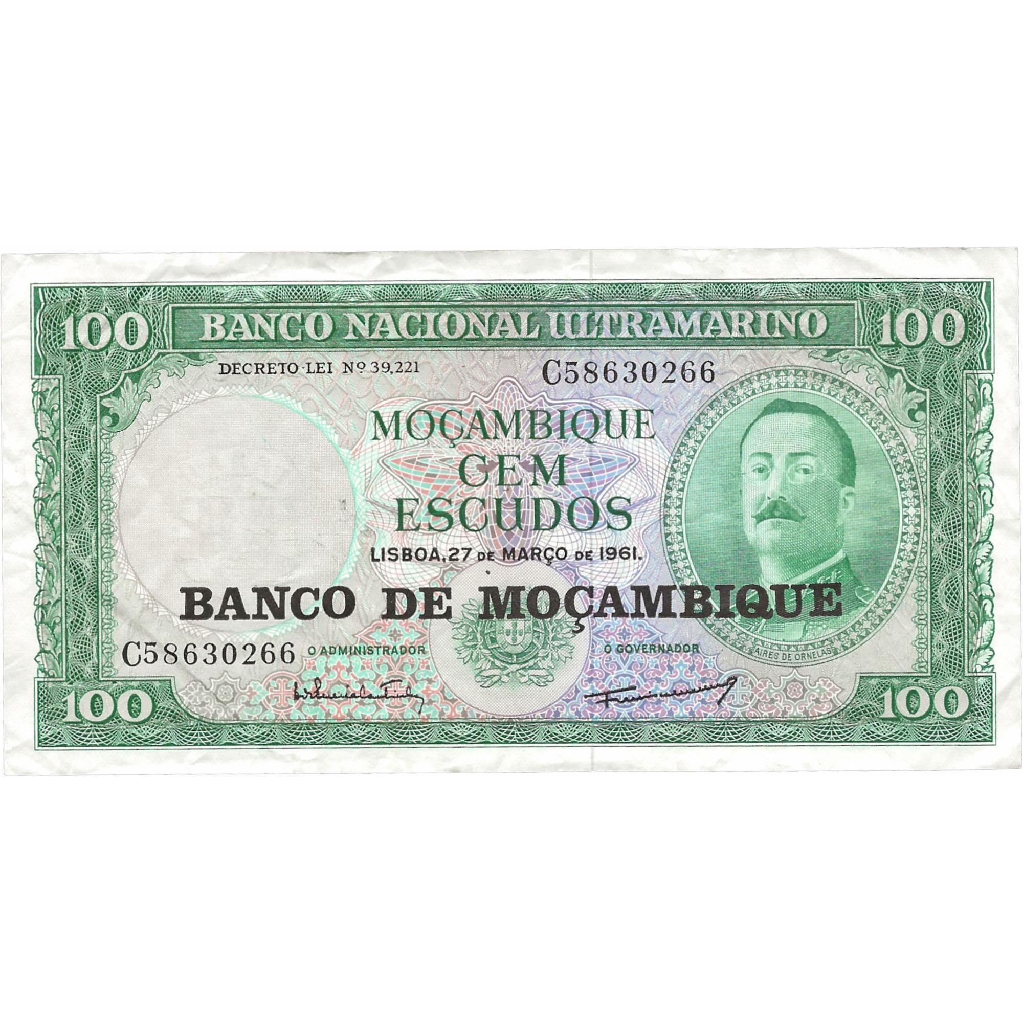 1961 Mozambique 100 Escudos Banknote (BAN205-)