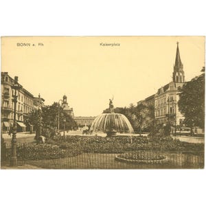 Bonn, Allemagne - Carte postale Fontaine Kaiserplatz et palais de Poppelsdorf