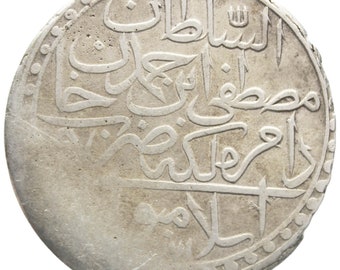 Moneda de plata del Imperio Otomano: Sultán Mustafa III, 2 Zolota (1171-1187 AH)