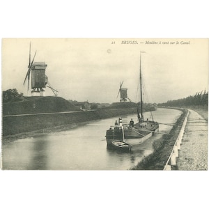Brügge, Belgien - Windmühlen am Kanal Postkarte Anfang 20