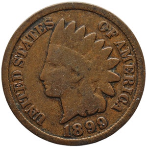 Testa indiana di una moneta da un centesimo degli Stati Uniti del 1899