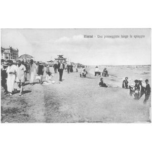 Rímini, Italia – Postal de la playa de Rímini, principios del siglo XX