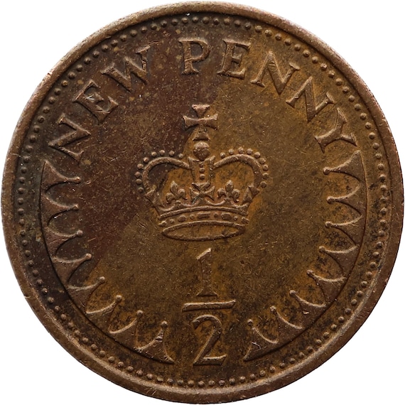 1971年 ハーフニューペニー エリザベス2世コイン (MO4064-) - Etsy 日本