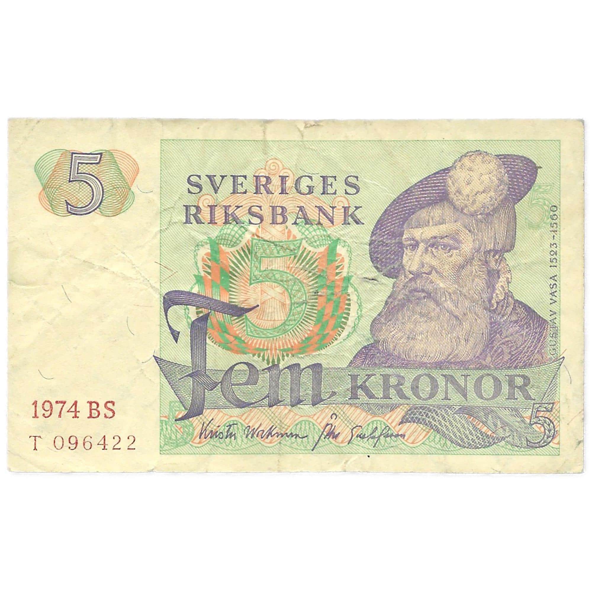 1974 Sweden 5 Kronor Banknote (BAN172-)
