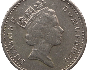 1990年英国5ペンス硬貨：未流通ジュエリークラフトサプライ - Etsy 日本
