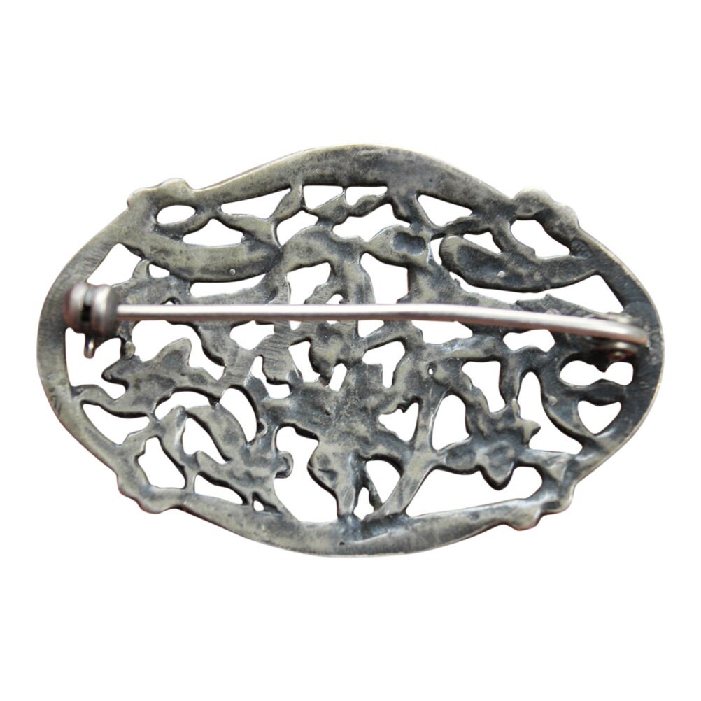 1910’s Silver Brooch Flowers and Birds Antique