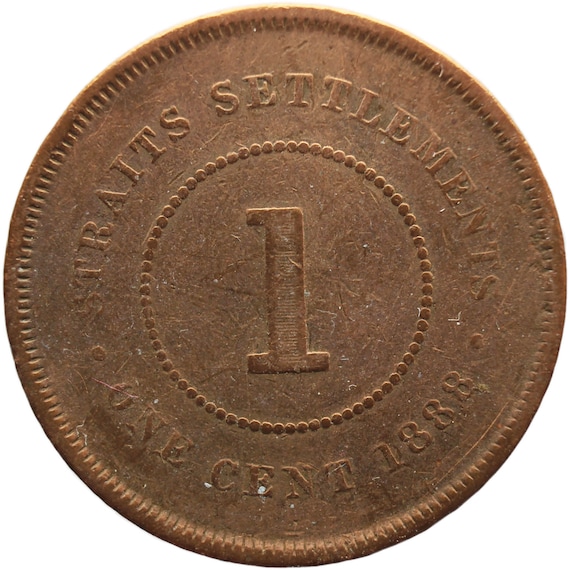 1888 One Cent Straits Settlements Queen Victoria Coin - Etsy