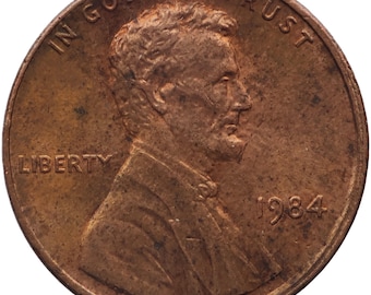 本物の 1 セント硬貨で作られたヴィンテージ 1984 年 USA コイン