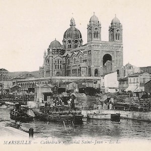 Marseille - Cathédrale et canal Saint-Jean France Carte postale vintage