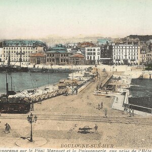 Ponte Marguet e mercato del pesce, Boulogne-sur-Mer, Francia Cartolina