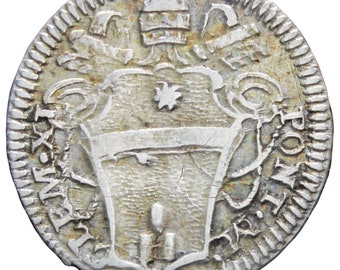 1700 -1721 Italy Papal States Clement XI Half Grosso Silver Coin