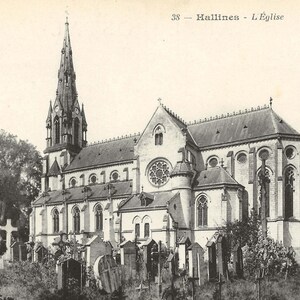 Hallines - Kirche L'Église, Frankreich Postkarte Vintage