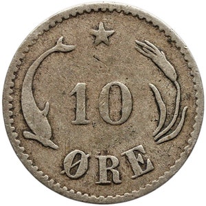 1875 CS 10 Ore Denmark Coin Christian IX Silver image 1