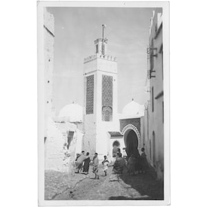 Tétouan, Maroc - Minaret et scène de rue, Carte postale du début du XXe siècle