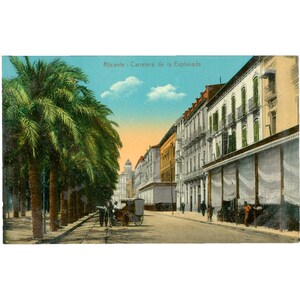 Alicante, Espanha – Carretera de la Explanada – Postal de meados do século XX