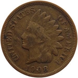1908 One Cent United States Indian Head Coin