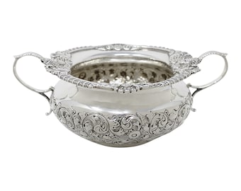 Large 1894 Antique Victoria Era Sterling Silver Sugar Bowl Silversmiths Henry Stratford Sheffield Hallmarks