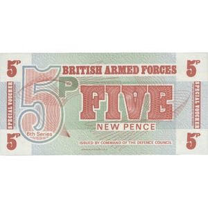 1972 British Armed Forces 5 New Pence Special Voucher (6th Series) (BAN292-)
