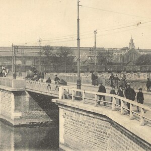 Pont de la Liane, Boulogne-sur-Mer, França Cartão Postal Vintage