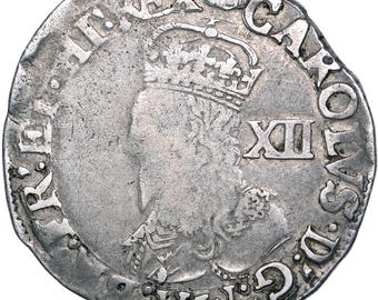 1636 - 1638 Shilling Charles I Coin England group E, mm Tun, type 3a