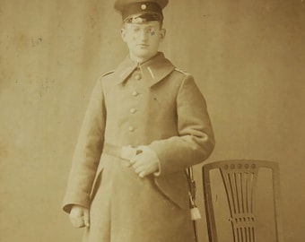 Antique Studio Photograph of German Soldier from 1918 Post-World War I Military Postcard
