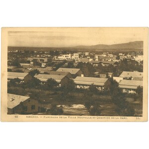 Meknès, Marocco - Cartolina Panorama de la Ville Nouvelle et Quartier de la Gare