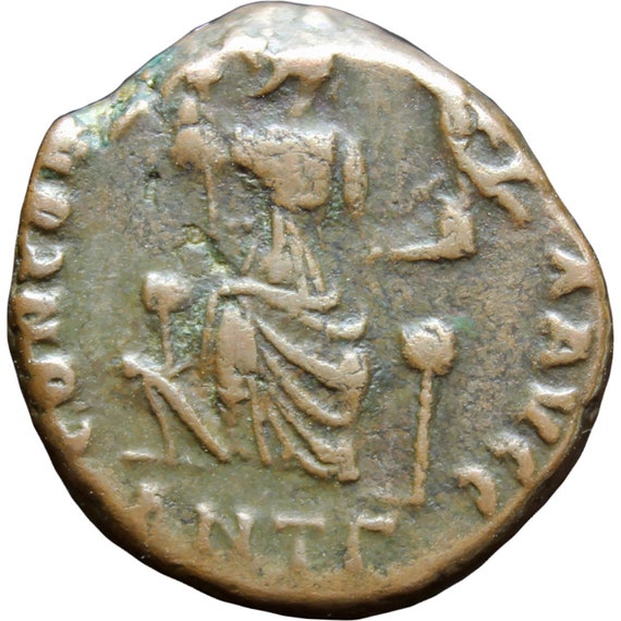 384 - 423 A.D Western Roman Empire Honorius AE4 Rare Coin Antioch