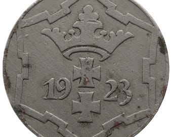1923 10 Pfennig Danzig Coin