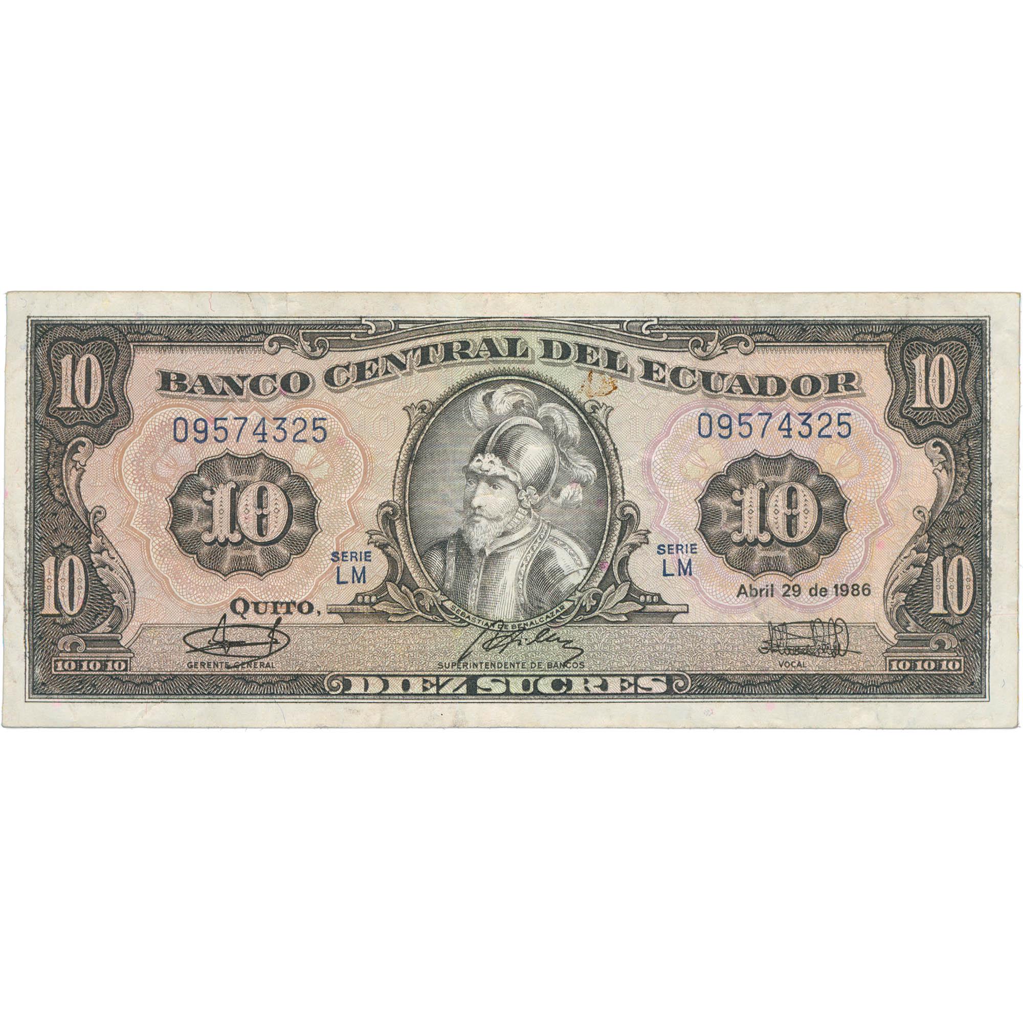 1986 Ecuador 10 Sucres Banknote (BAN538-)