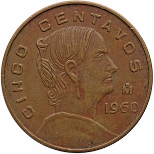 Moneda de 5 centavos de México de 1960, tipo grande