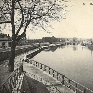 Veduta del porto di Soissons, Francia Cartolina