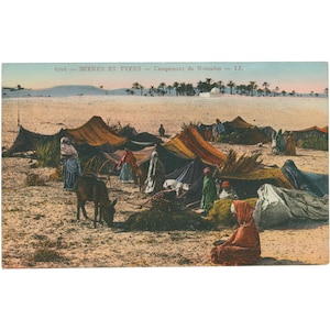 Cartolina dell'Algeria – Campo nomade, Nord Africa, deserto, inizio del XX secolo