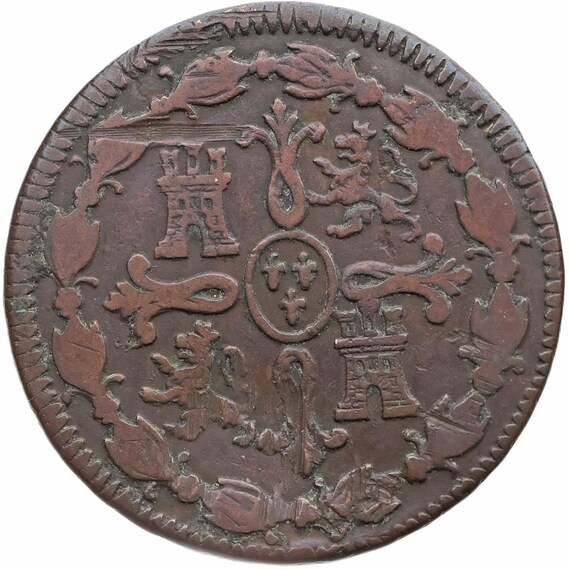 珍品❗️1818年 スペイン Calico-198 Jubia 銅貨PCGS認定 1818 8 Maravedis Ferdinand VII Coin Spain Jubia Mint; 2nd Portrait
