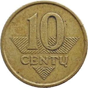 1998 10 Centų Lithuania Coin Tybe B Right Hoof Inclined