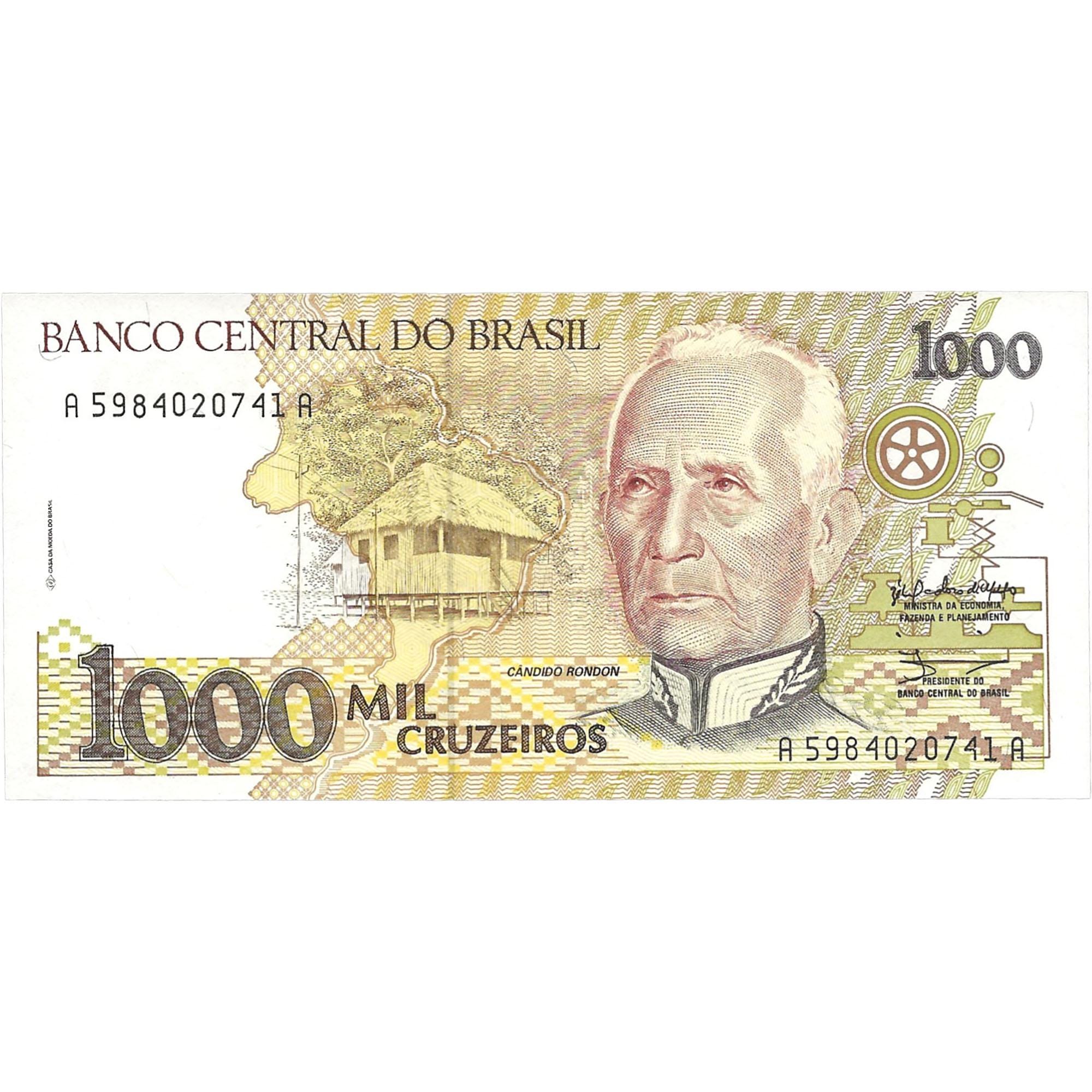1990 Brazil 1000 Cruzeiros Banknote (BAN177-)