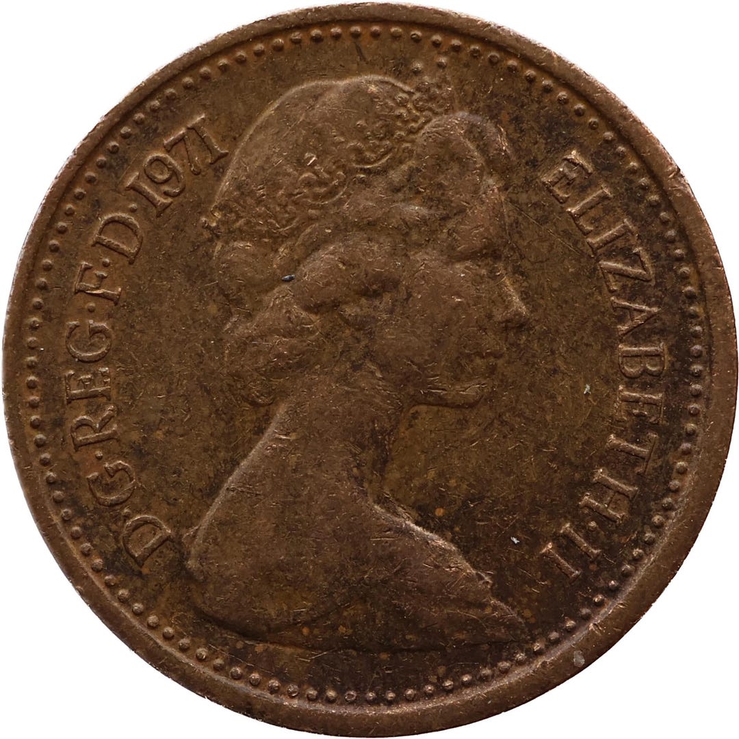 1971年 ハーフニューペニー エリザベス2世コイン (MO4064-) - Etsy 日本